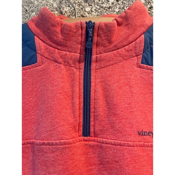 Vineyard Vines Mens Red & Navy Half-Zip Pullover Sweater M Cotton Blend - Picture 3 of 7